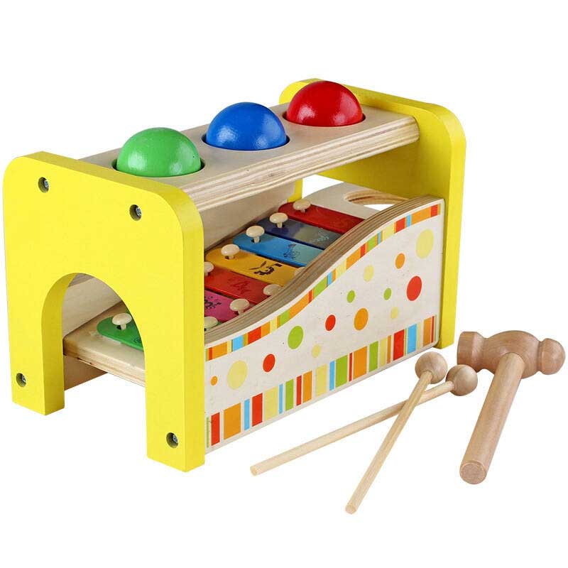 Trò chơi đập banh kết hợp đàn gõ Xylophone size lớn bằng gỗ, đồ chơi âm thanh đa năng