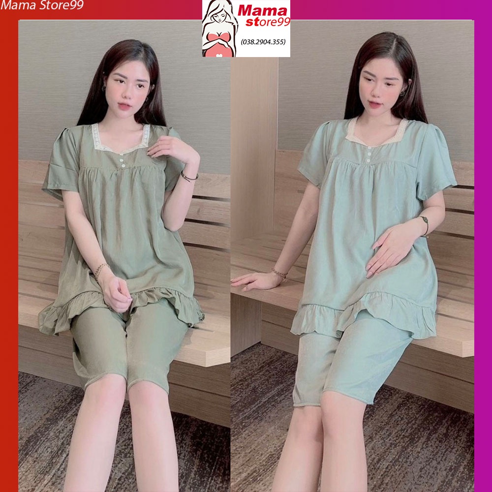 Bộ Bầu Sau Sinh Mùa Hè Quần Đùi Áo Cộc Có Khóa Cho Con Bú Chất Đũi Mềm Mát HN0204 Mama Store99