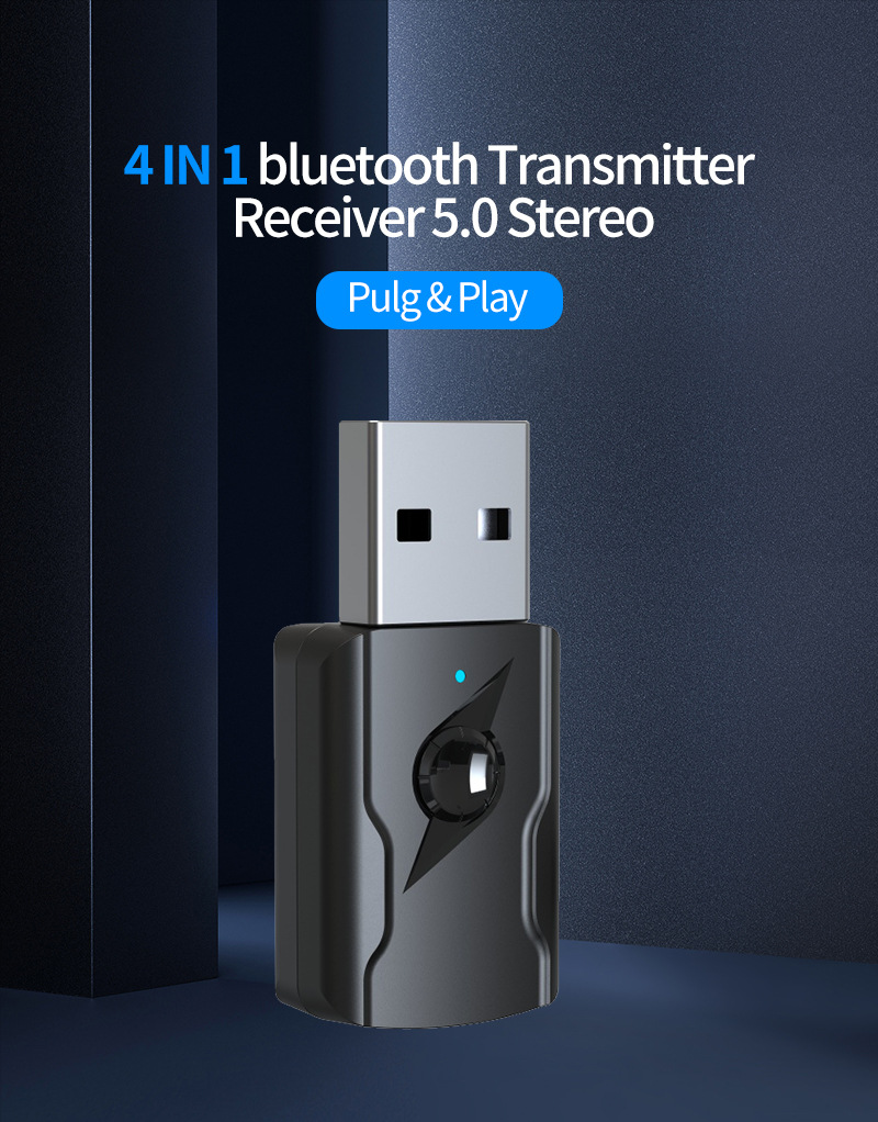 Usb Truyền Tín Hiệu Âm Thanh Bluetooth 5.0 Aux 4 Trong 1 Cho Xe Hơi / Pc