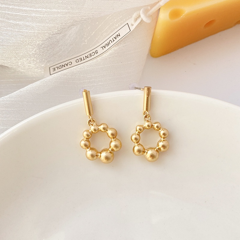 Khuyên tai kẹp không bấm lỗ chốt cố định K036 bằng hợp kim mạ vàng hình tròn dáng midi Leous Accessories