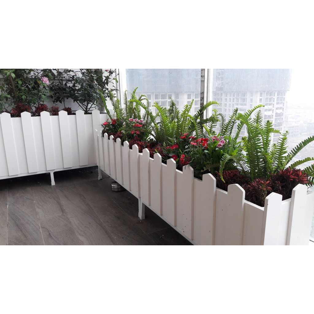 CHẬU HOA DECOR - GỖ COMPOSITE ĐẸP, BỀN, CHẤT LƯỢNG SỐ 1 THỊ TRƯỜNG màu Trắng sữa và Ghi xám,decor trang trí ban công đẹp