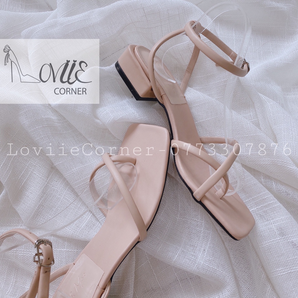 SANDAL NỮ LOVIIECORNER - GIÀY XỎ NGÓN QUAI MẢNH THỜI TRANG - GIÀY QUAI HẬU MŨI VUÔNG ĐẾ BỆT S220304