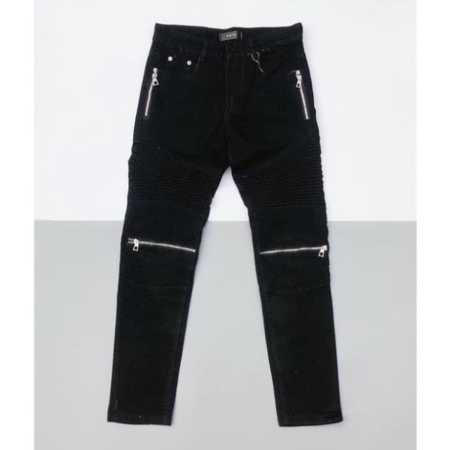 Quần bò nam ống côn Amiri phối 4 khoá zip, xếp li đùi bản đẹp mới hot trend 2022 - Jean biker new Đẹp -