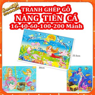 Tranh Xếp Hình Nàng Tiên Cá 16 40 60 100 200 Mảnh Bằng Gỗ Ghép Hình