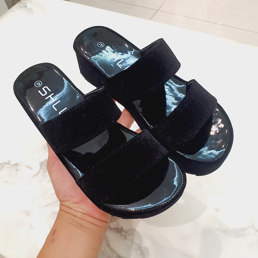 Dép Nhung 2 Quai Hộp Xanh SHLL 💥3 CỠ ĐẾ💥 Dép Đế Bằng  Nhập Khẩu Cao Cấp 532 6532 66532