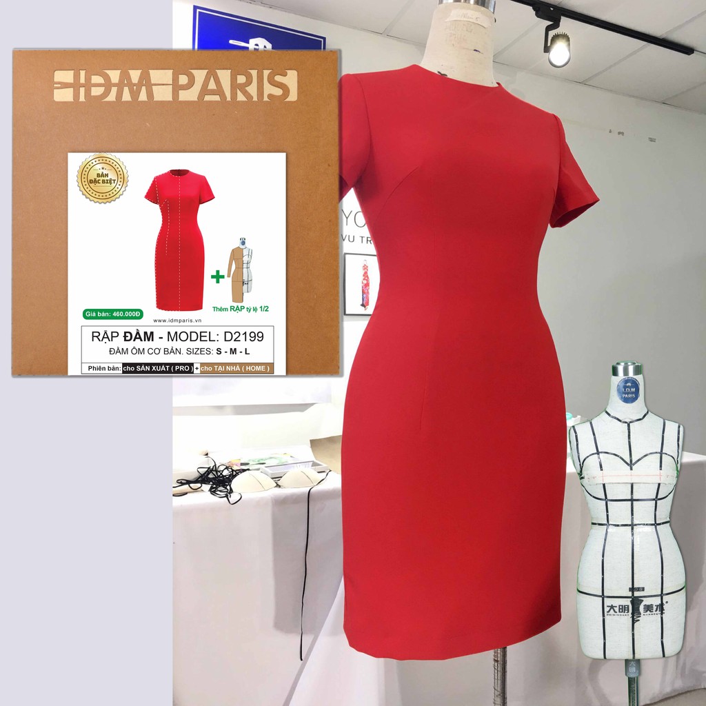 Rập Đầm Ôm , Chuẩn Phom Dáng , Hàng Cao Cấp, Đã Test Form ( Chỉ Việc Ốp lên Vải Cắt & May)- Model: D2199