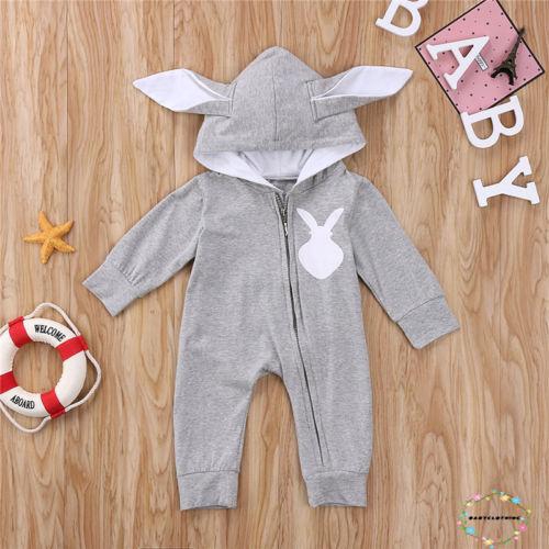 Jumpsuit tay dài có in hình thỏ dễ thương cho bé