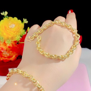 Lắc tay nam kiểu dây xích đơn giãn mạ vàng 18 sáng đẹp