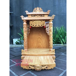 Bàn thờ thần tài mái ngói gỗ gõ đỏ 60 X 107CM