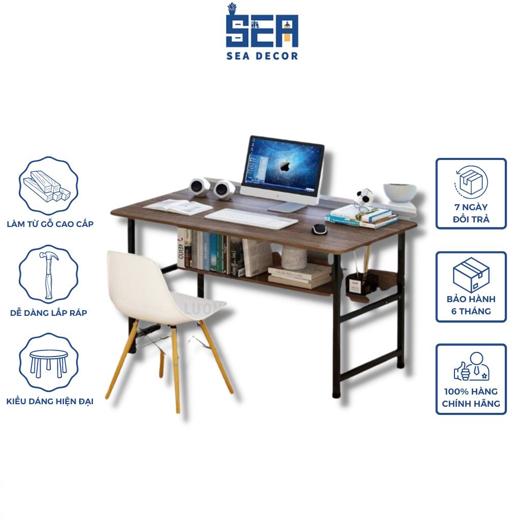 Bàn Làm Việc SEA DECOR Khung Sắt Sơn Tĩnh Điện Mặt Gỗ MDF Nhập Khẩu Bền Đẹp