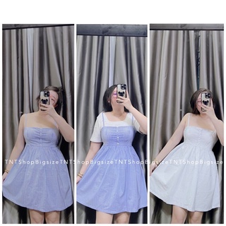 ĐẦM 2 DÂY NỮ PHỒNG DÁNG NGẮN [TNT SHOP BIGSIZE 60KG 90KG]