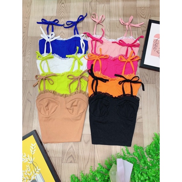 [Mã FAMARAL2 giảm 10K đơn 50K] Áo dây viền ren cột nơ | BigBuy360 - bigbuy360.vn