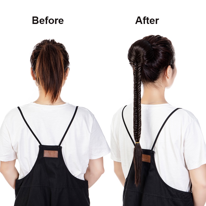 Tóc Đuôi Ngựa Giả 18" Sợi Tổng Hợp Kiểu Thắt Bím Cho Nữ