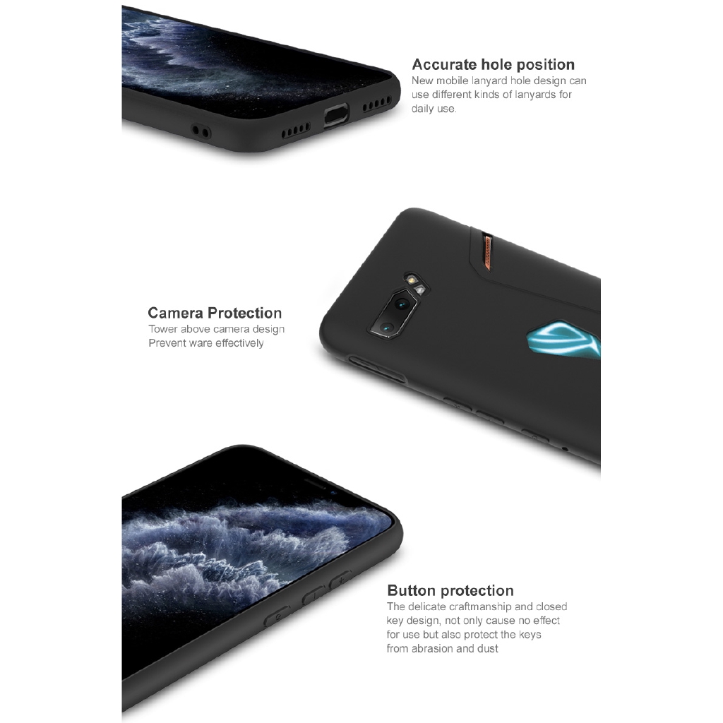 Ốp điện thoại TPU silicon siêu mỏng mềm mặt nhám bền bỉ cho ASUS Rog Phone II 2 ZS660KL