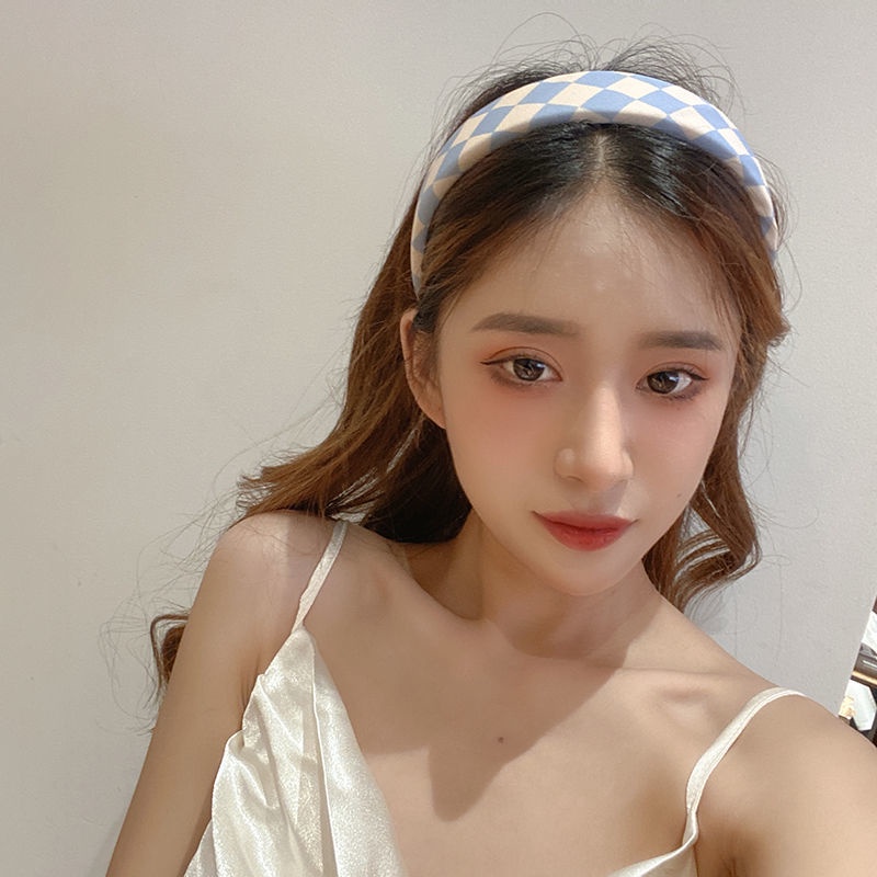 Dây Cột Tóc Bản Rộng Bằng Vải Kẻ Sọc Caro