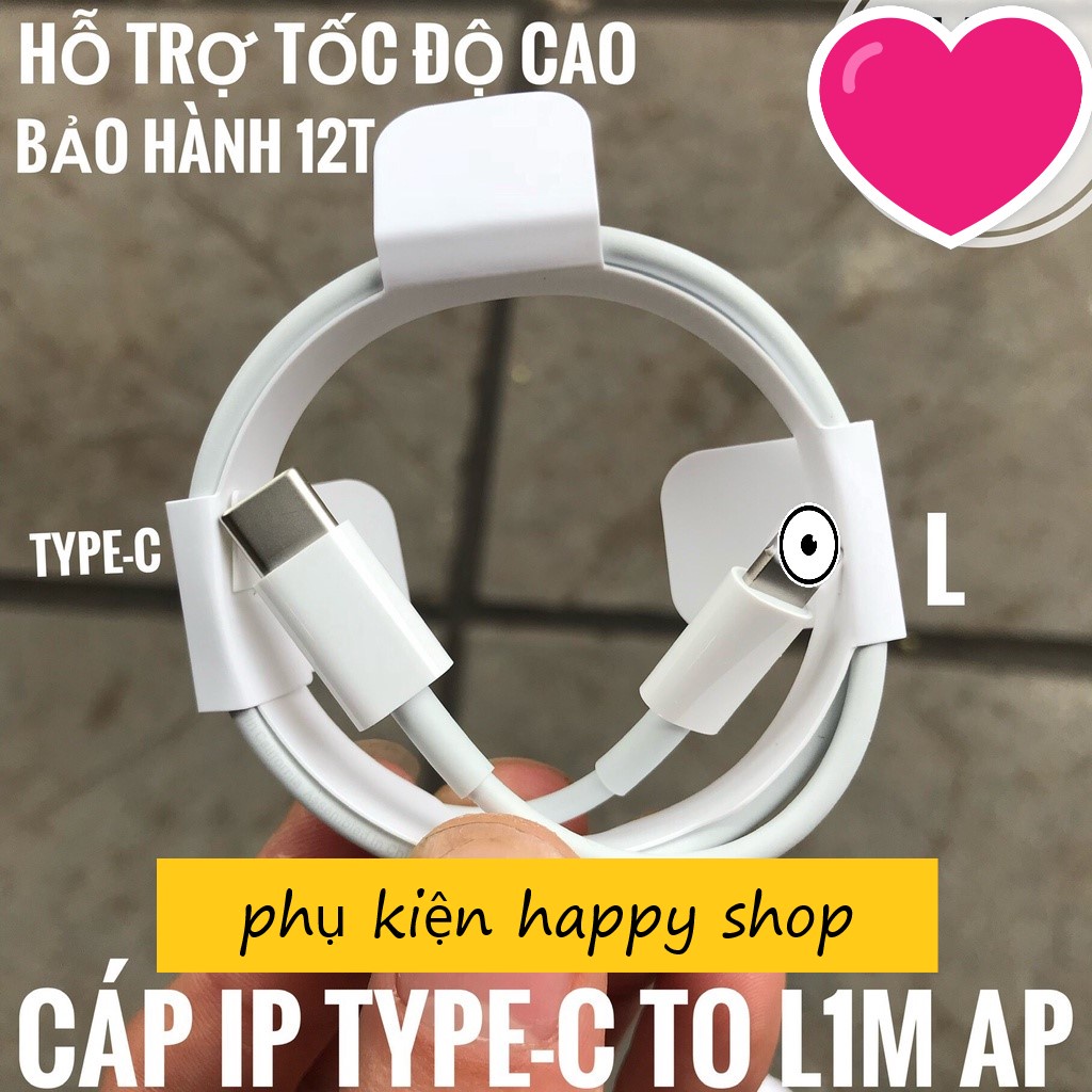 Không Hộp - Dây Sạc Nhanh Ip, Dây Sạc TypeC 20W , Hỗ Trợ Sạc Siêu Nhanh, Dùng Cho Các Máy từ lp 6 đến 12 Pro Max