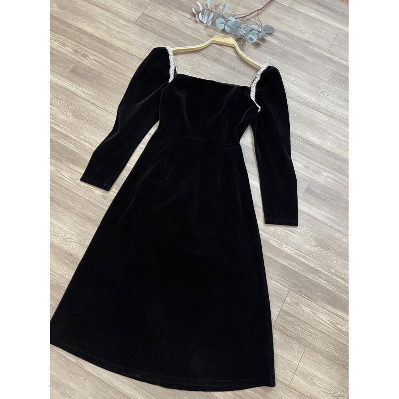 ⚡️BÁN SỈ⚡️Đầm nhung 2 màu cổ vuông viền tay bồng | BigBuy360 - bigbuy360.vn