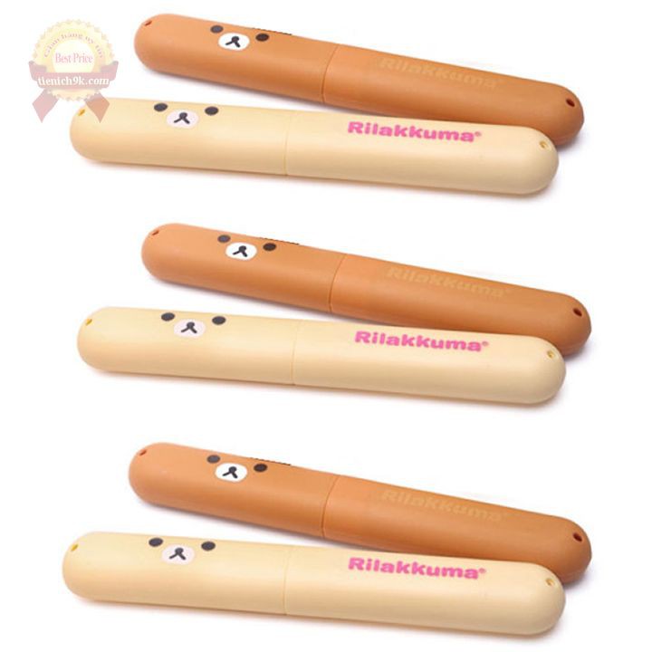 Combo 4 hộp bàn chải đánh răng để balo du lịch hình gấu rikurima