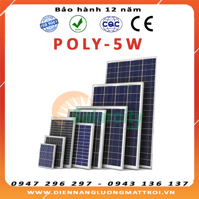 Tấm pin năng lượng mặt trời poly 5W