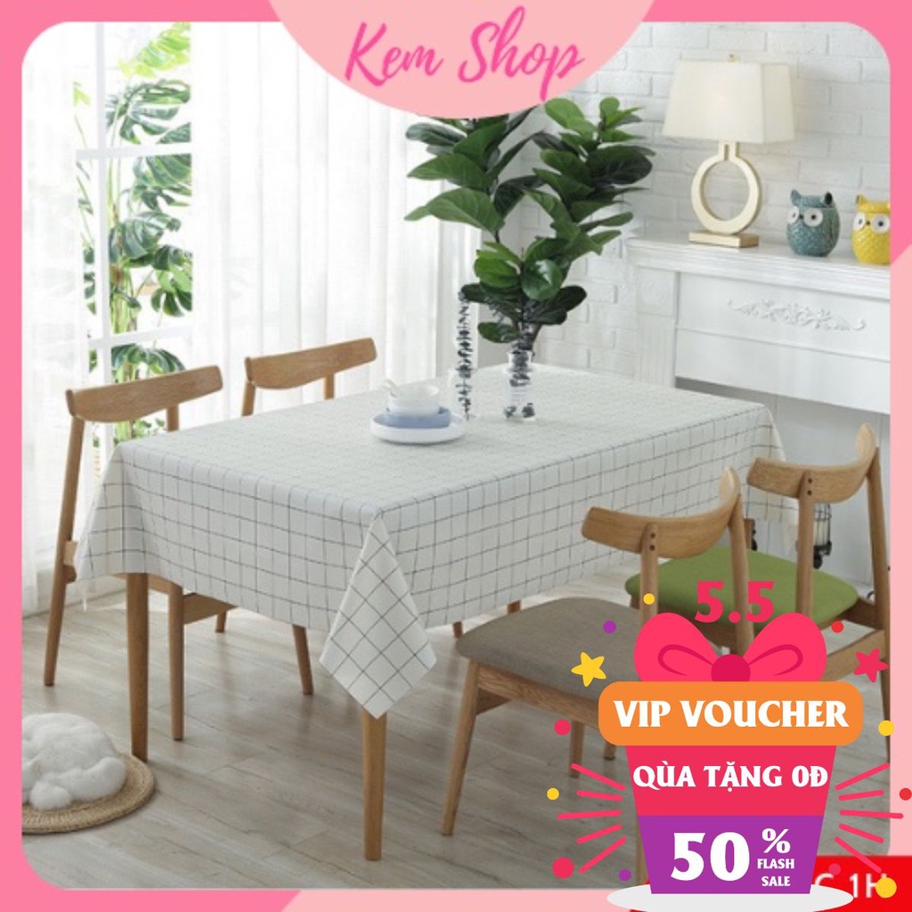 Khăn Trải Bàn Caro Vintage PVC Chống Thấm Nước Cao Cấp Phong Cách Bắc Âu - Kemshop K23