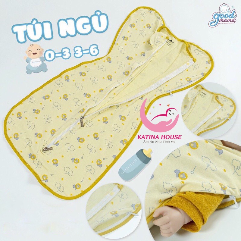 Túi ngủ cho bé sơ sinh chính hãng Goodmama (0-3 tháng), vải mềm mại kháng khuẩn,giúp giữ ấm cơ thể bé và chống giật mình