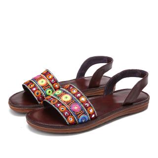 Giày Sandal Nữ Đan Len Đính Đá Pha Lê