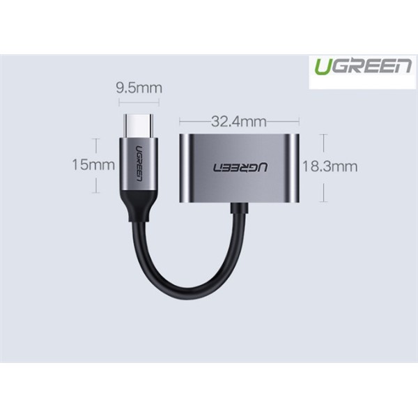 Cáp chuyển USB Type-C to 3,5mm hỗ trợ cổng sạc USB-C Ugreen 50596