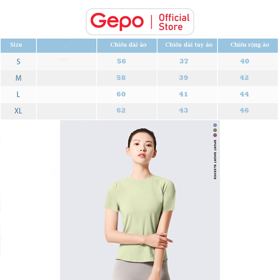 Áo thun cộc tay tập gym yoga nữ vải co giãn 4 chiều mềm mịn thấm hút mồ hôi GEPO GP210