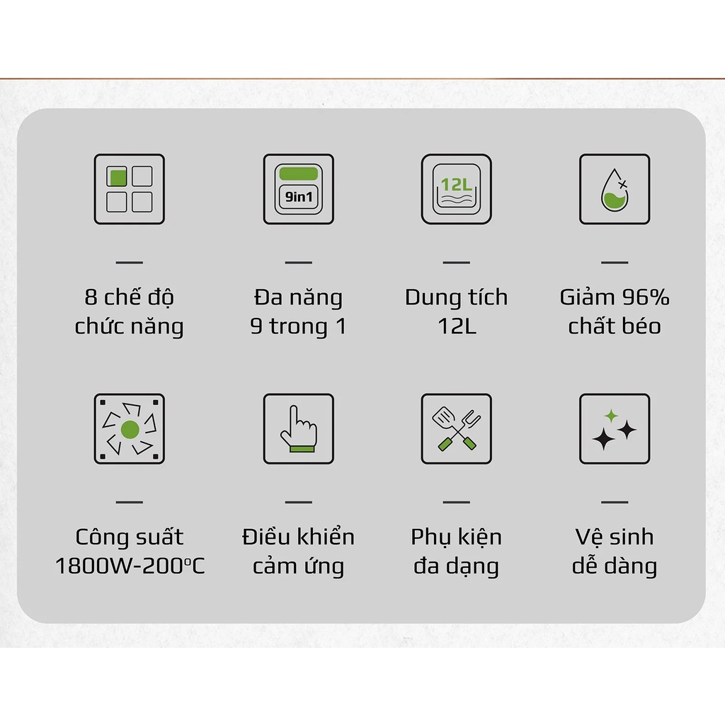 Nồi chiên không dầu OLIVO AF12 dung tích 12L công suất 1800W thương hiệu Mỹ