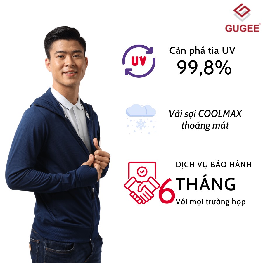 Áo cản tia UV nữ GUGEE chống nắng vải COOLMAX thoáng mát ANN003