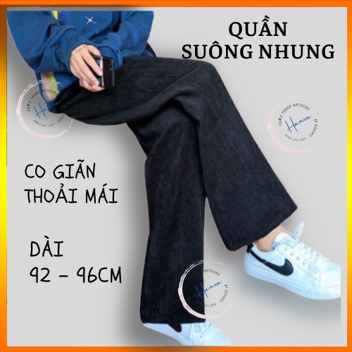 Quần Suông CULLOTTE Ống Rộng Nhung Tăm Phong Cách UZLLANG 3 Màu Đen Be Hồng Hanva
