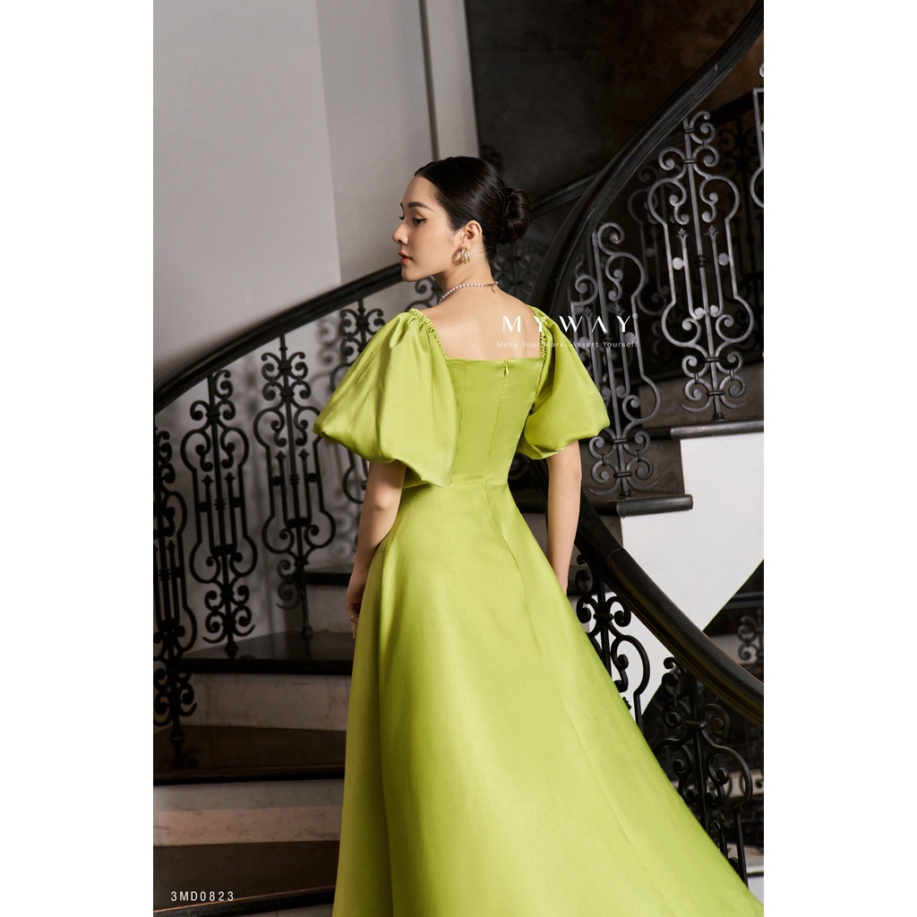 Đầm Dự Tiệc Nữ MY WAY Dáng Xòe Tay Bồng Chất Liệu Lụa Cao Cấp 3MD0823