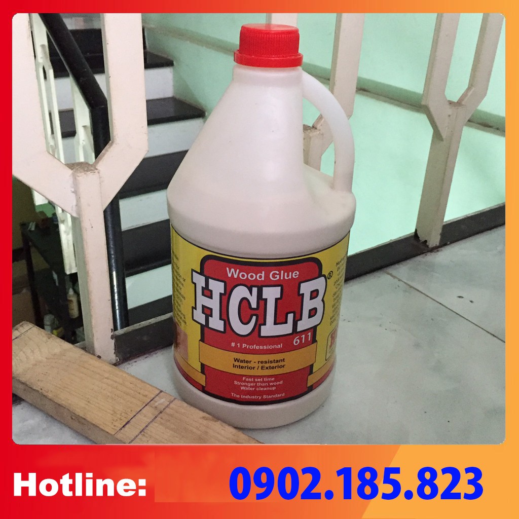 KEO DÁN GỖ HCLB 611 4000ml - WoodGlue cho sàn gỗ, cầu thang, ghép mộng bàn ghế tủ giường, dán nhựa fomex, [ Keo gỗ ]