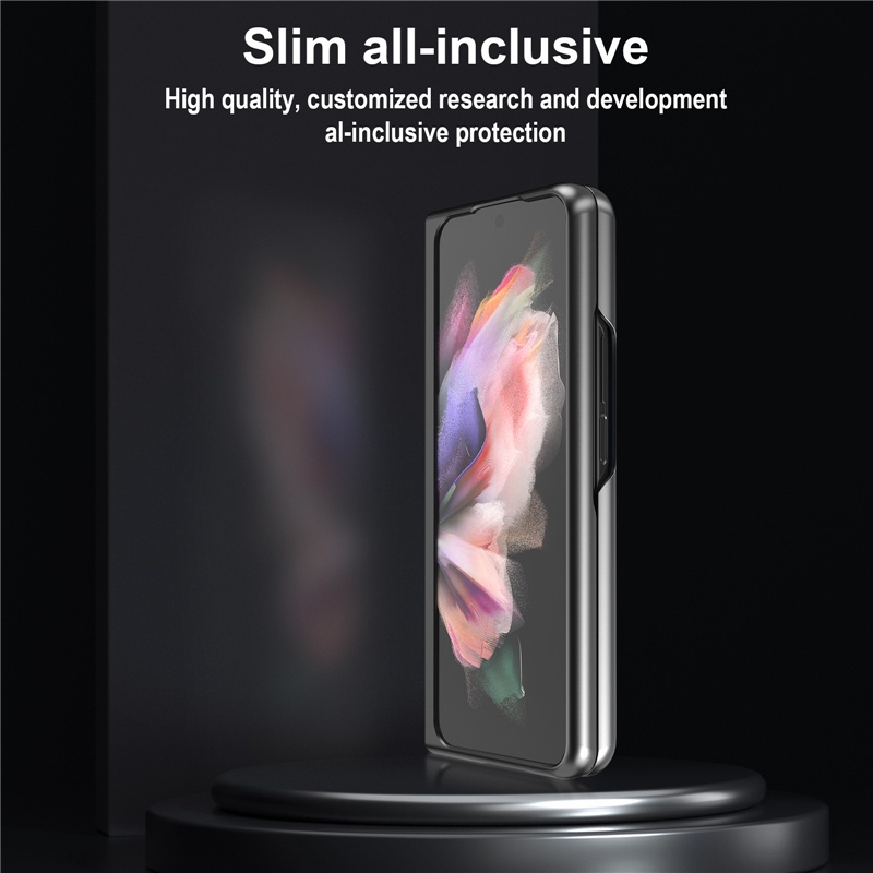 Ốp điện thoại silicon dẻo màu đen trơn đơn giản sang trọng cho Samsung Galaxy Z Fold 3 5G