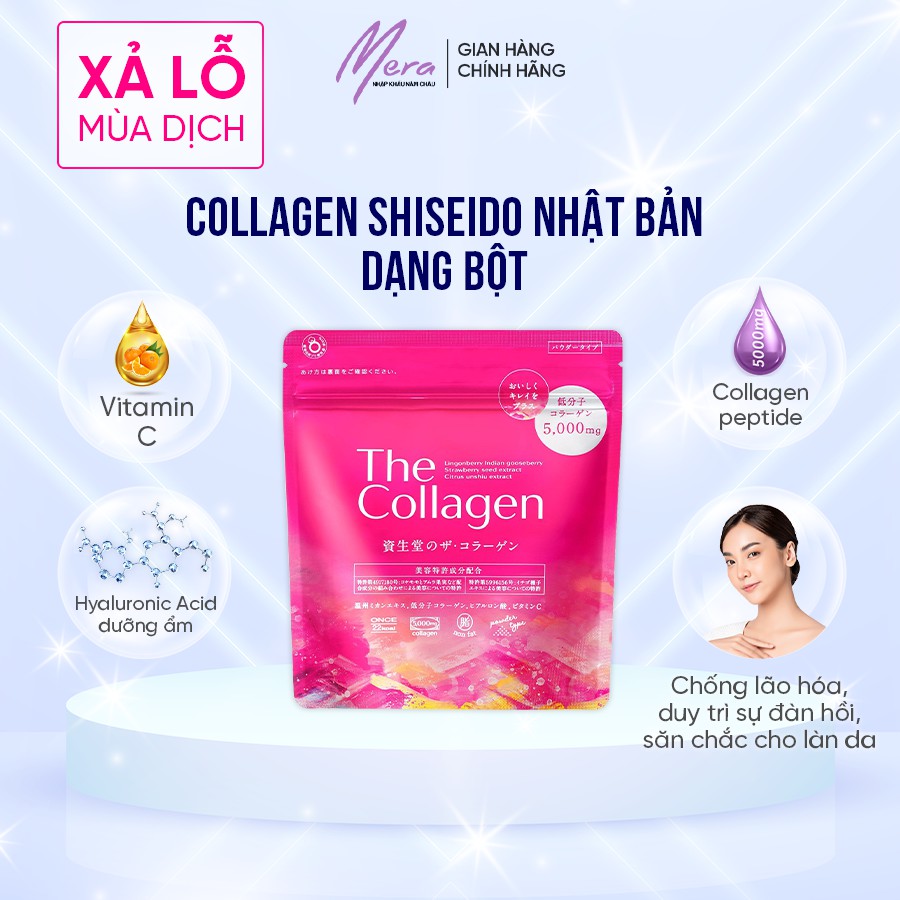 Collagen nhật bản shiseido làm trắng da, dạng bột 120gr, nhập khẩu chính ngạch