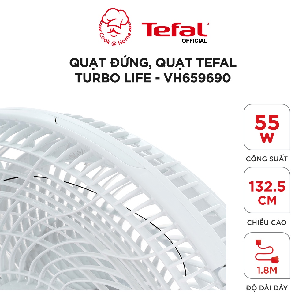 Quạt đứng Tefal Turbo Life VH659690 - 55W, 3 chế độ gió