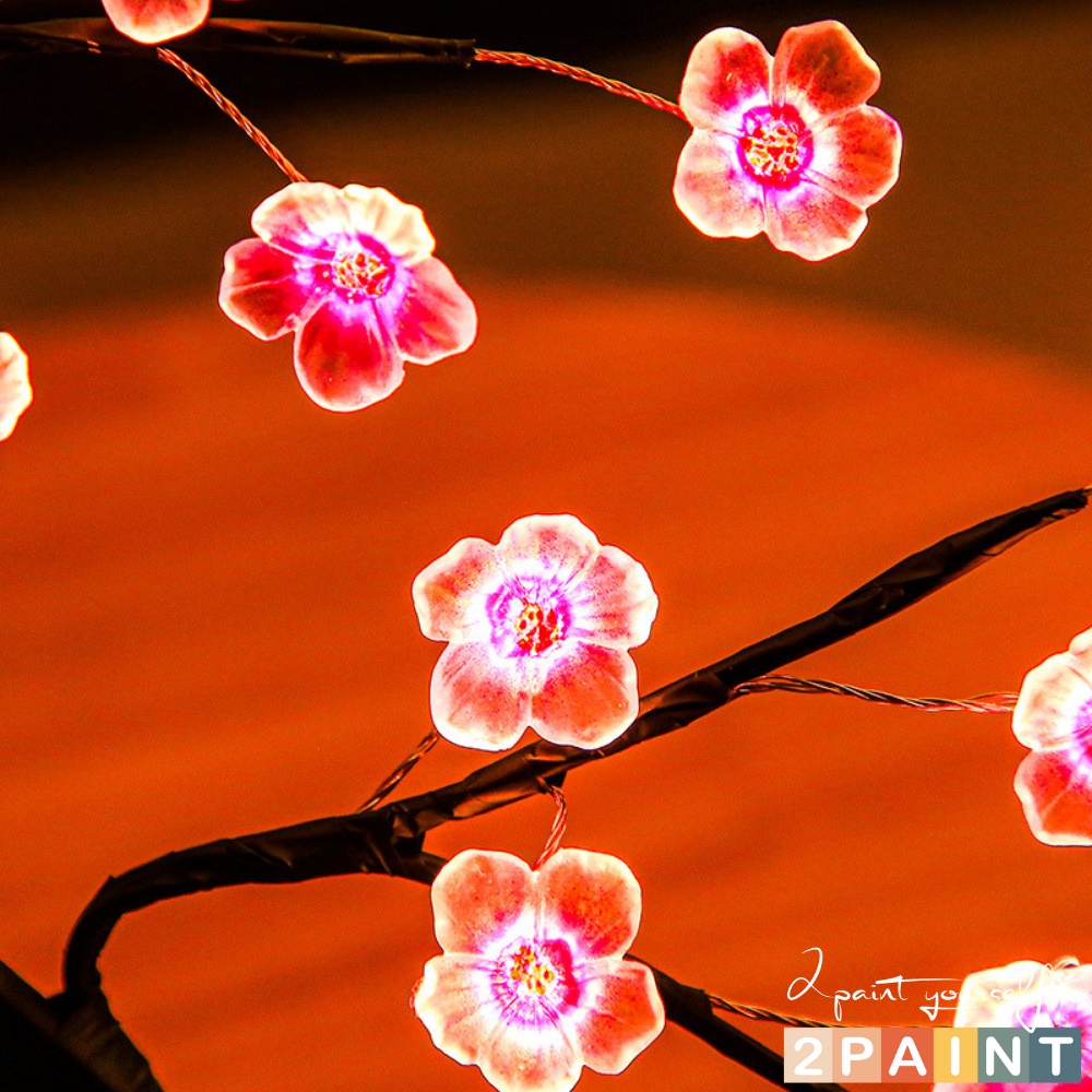 Đèn để bàn led trang trí hoa đào giả, đèn hình cây decor nhà cửa