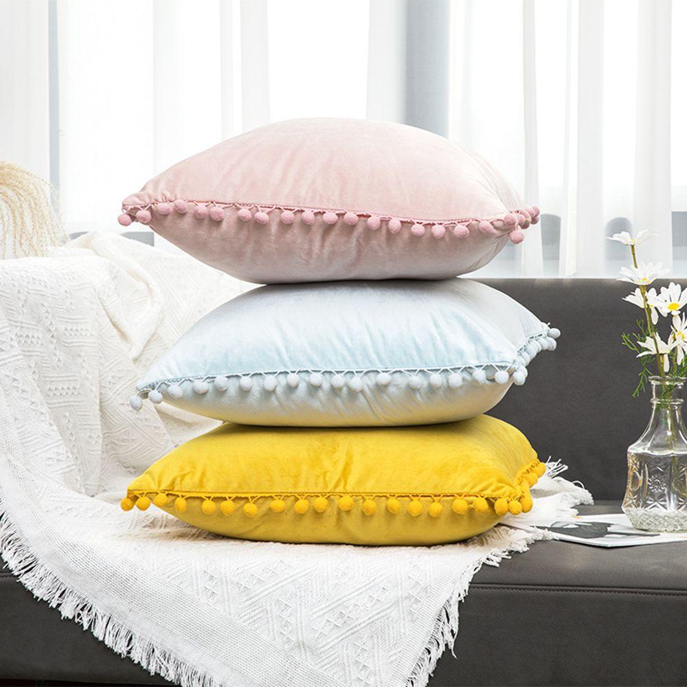 Daphs Vỏ Gối Màu Trơn Đính Bóng Lông Mềm Mại Trang Trí Phòng Khách / Giường Ngủ