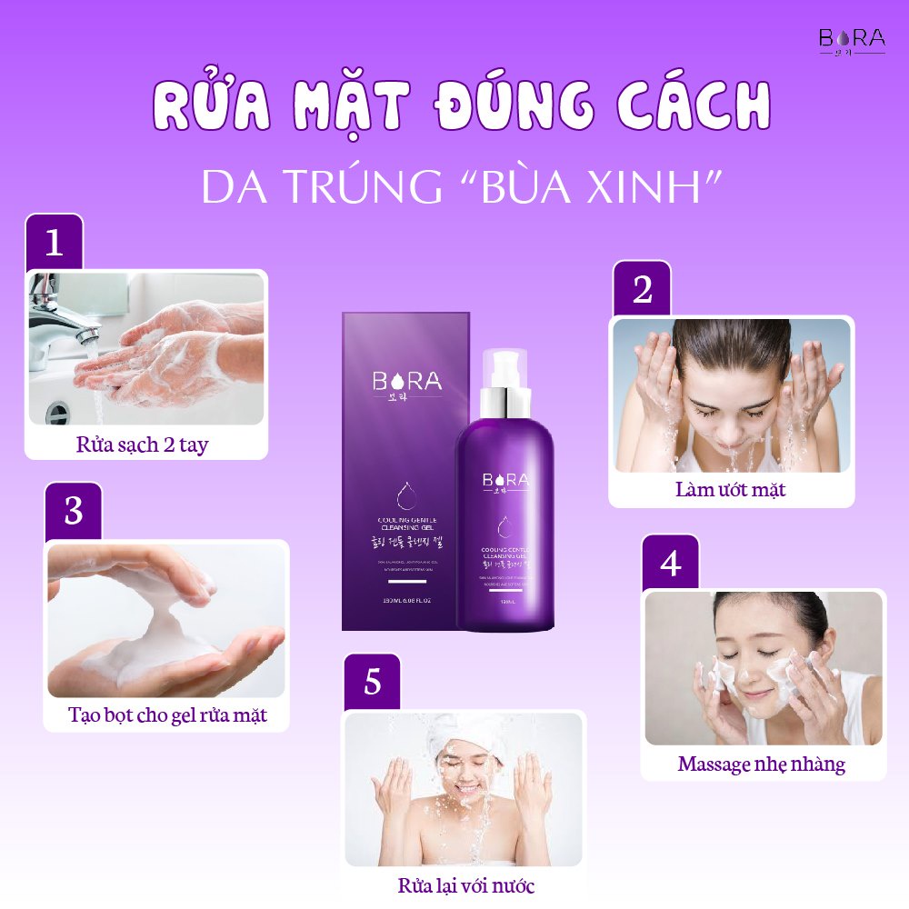 Gel rửa mặt thanh nhiệt Bora Cooling Gentle Cleaning Gel tuýp 120ml