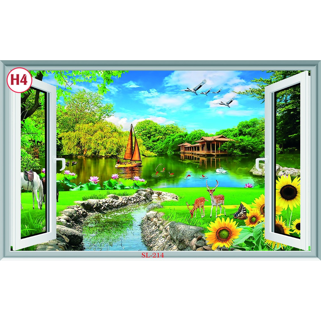Tranh Dán Tường 3D Cửa Sổ Nhiều Mẫu Đẹp - Có In Theo Yêu Cầu- Tranh 3d Trang trí nhà cửa -Xưởng Tranh 3D