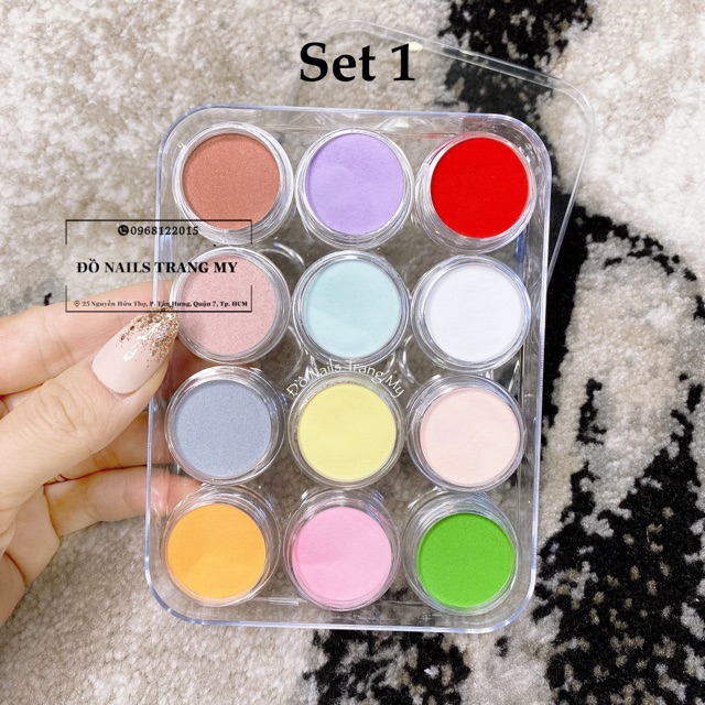 Set bột Mỹ 4in1 làm hoa đắp móng 12 hũ/set .
