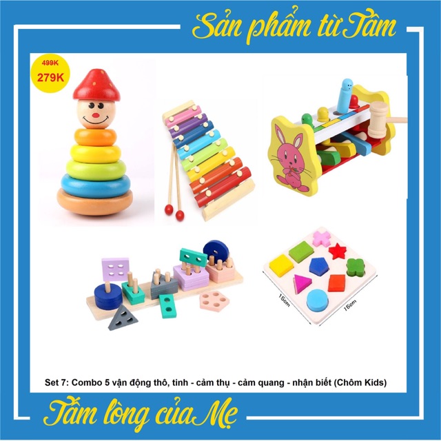 COMBO SET 5 MÓN ĐỒ CHƠI (2-5 TUỔI) VẬN ĐỘNG - NHẬN BIẾT