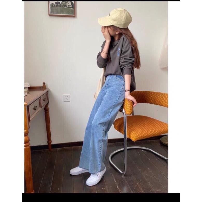 Quần jean bò ống rộng suông baggy nữ jeans cạp cao 3 size S M L hót 2021 | BigBuy360 - bigbuy360.vn