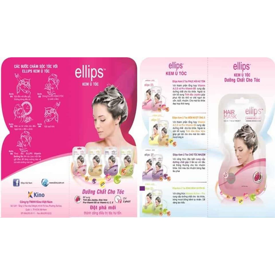 Mặt Nạ Ủ Tóc Ellips Smooth &amp; Shiny / Ellips màu vàng (Hộp 12 Gói) - Giúp tóc suôn mượt, vào nếp - Victory Pharmacy