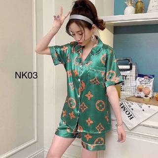 Đồ ngủ bộ lụa satin cao cấp quần đùi cho nữ