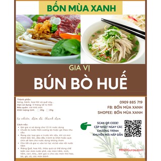 Gia Vị Nấu Bún Bò Huế (gói 25g) - Đủ gia vị bún bò cho gia đình 4 người - Bốn Mùa Xanh