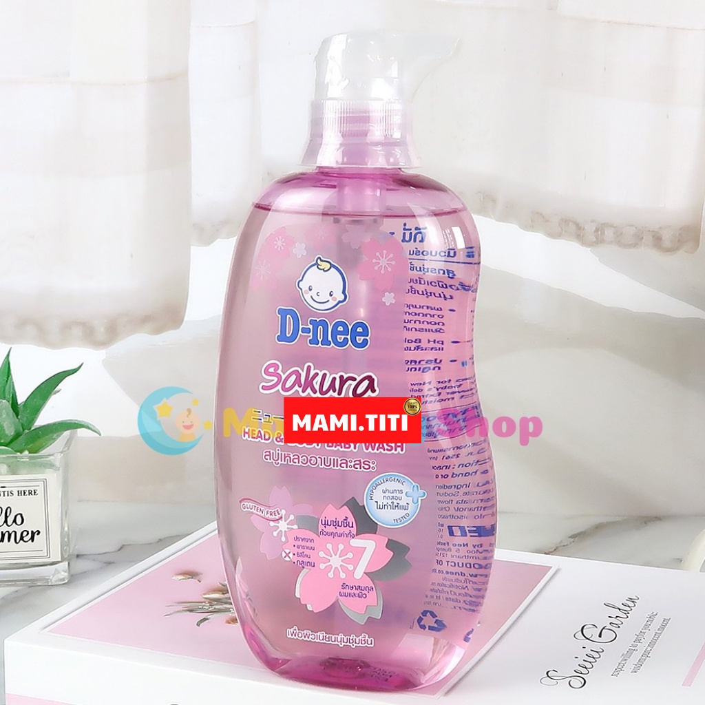 Sữa tắm gội cho bé, D-nee hàng Thái Lan dùng cho bé dưới 3 tuổi chai 380ml có vòi tiện dụng