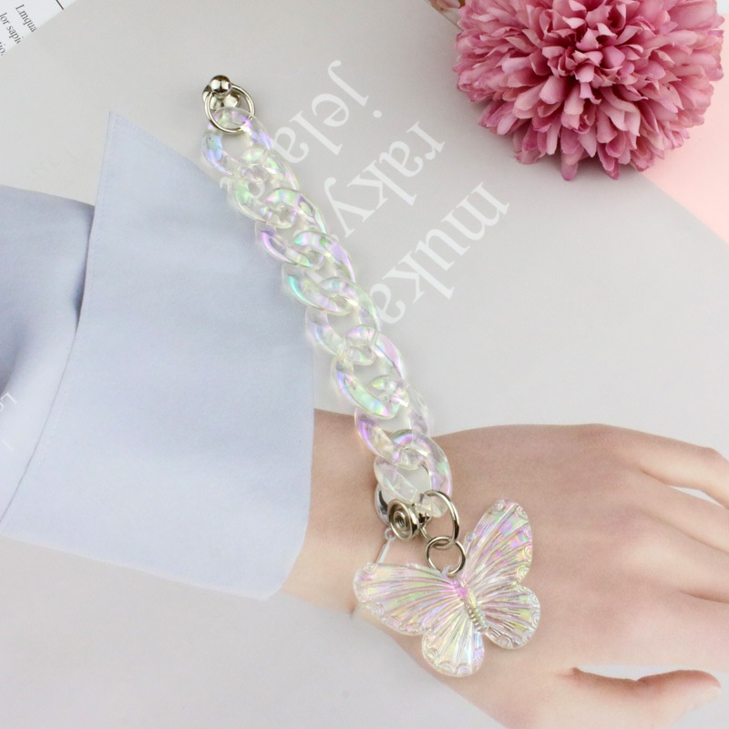 Dây Xích Acrylic Trong Suốt Họa Tiết Bươm Bướm Dùng Làm Móc Treo Điện Thoại