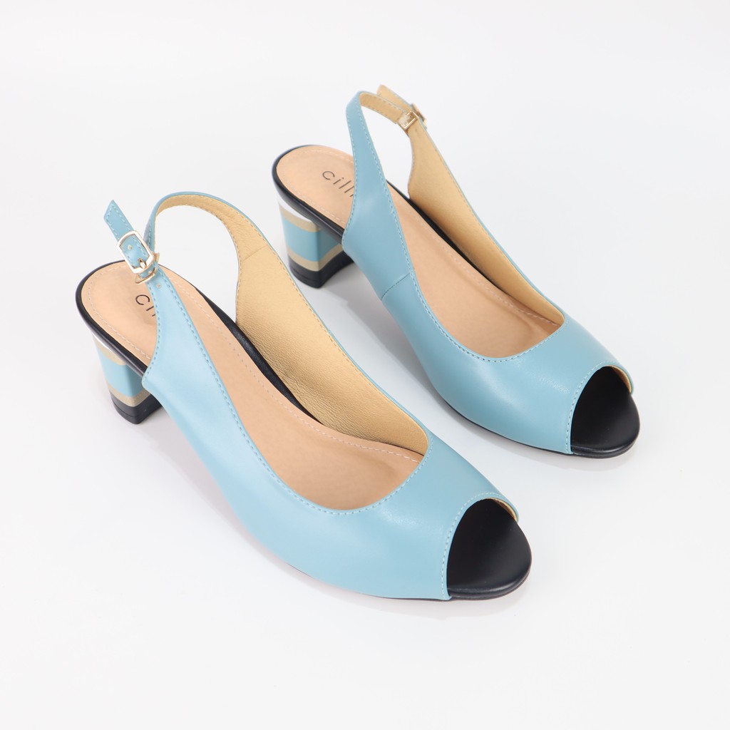 Giày sandal cao gót nữ hở mũi thanh lịch phối gót màu độc lạ 5cm đi làm dạo phố Cillie  1019