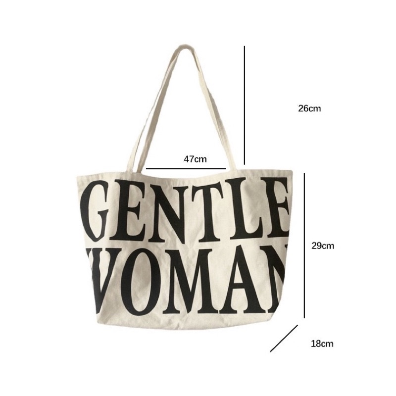 Túi tote in chữ gentle woman thời trang vừa lap